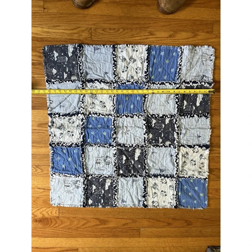 Handmade Rag Quilt Baby Blanket Puppy Dog Theme Flannel 34x34